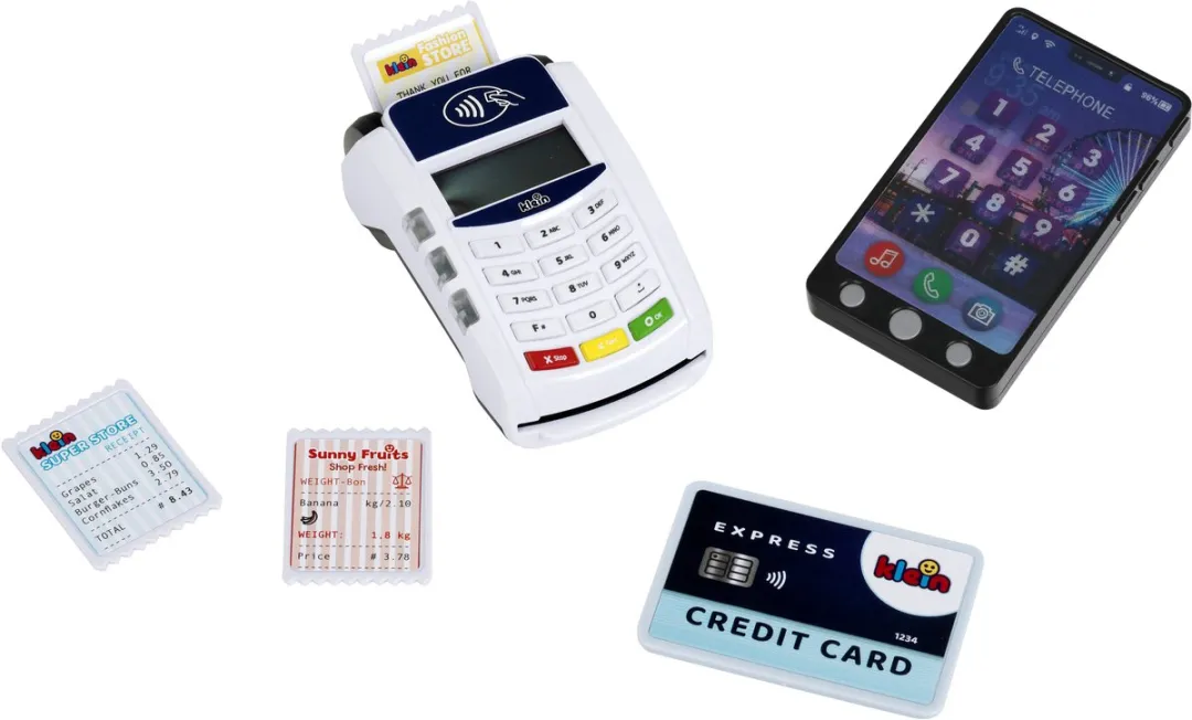 Klein Toys PoS-terminal & Smartphone Speelgoedset - 7-delig - Blauw/Wit