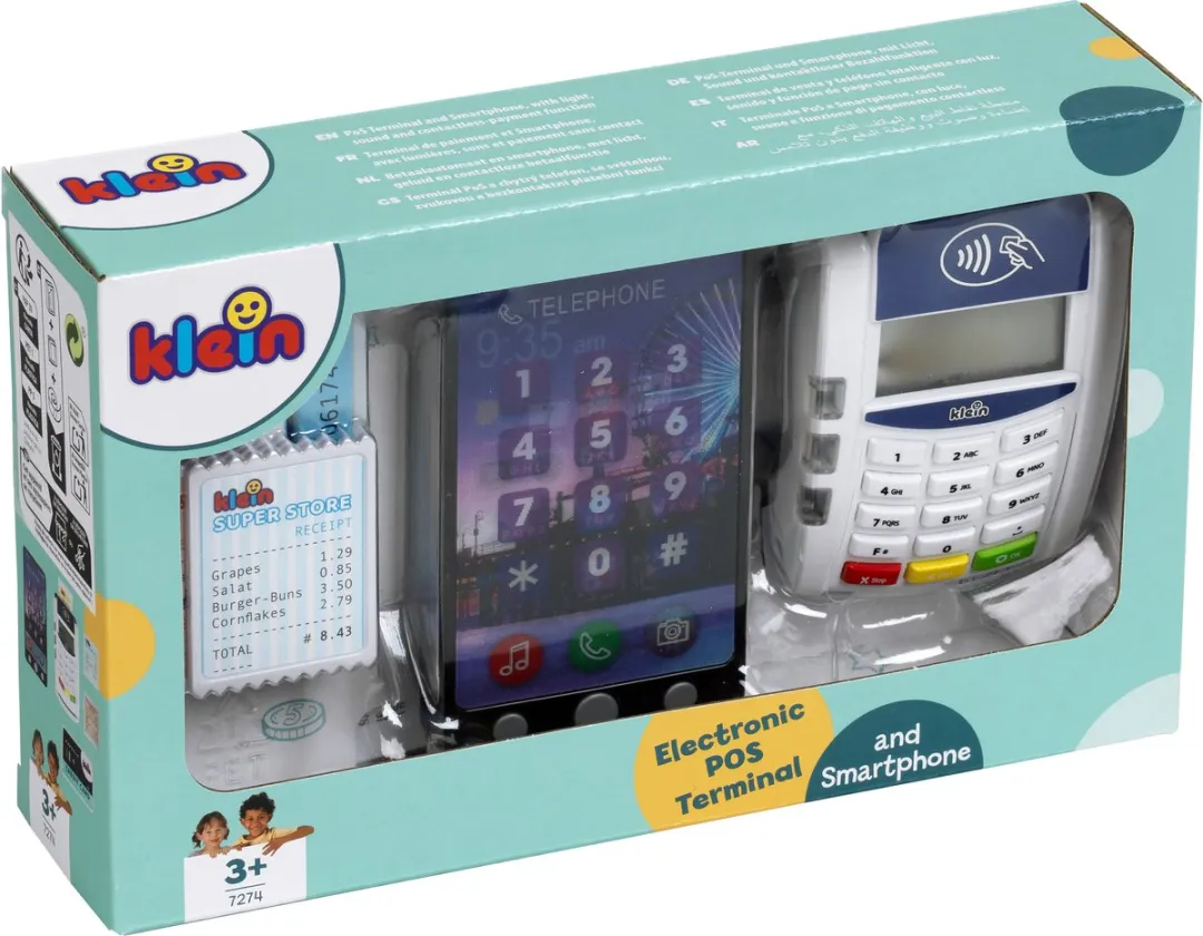Klein Toys PoS-terminal & Smartphone Speelgoedset - 7-delig - Blauw/Wit