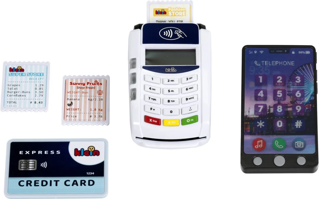 Klein Toys PoS-terminal & Smartphone Speelgoedset - 7-delig - Blauw/Wit