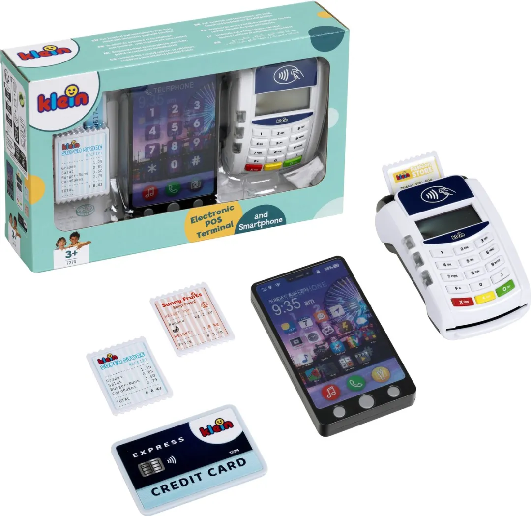 Klein Toys PoS-terminal & Smartphone Speelgoedset - 7-delig - Blauw/Wit