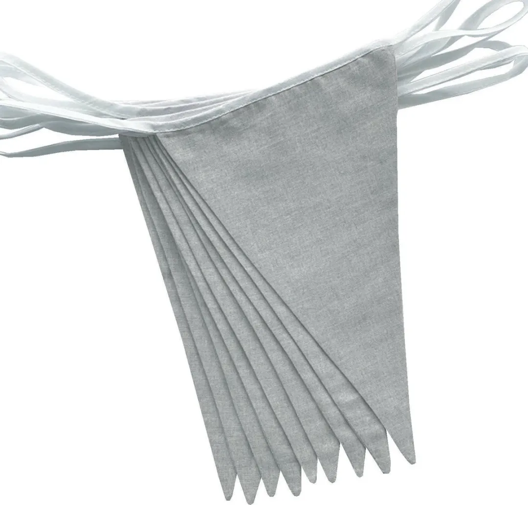 BINK Bedding Stoffen Slinger Grijs - 5m met 9 Vlaggetjes