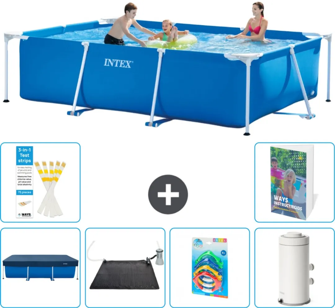 Intex Rechthoekig Frame Zwembad 300x200x75cm - Blauw - 7-delig