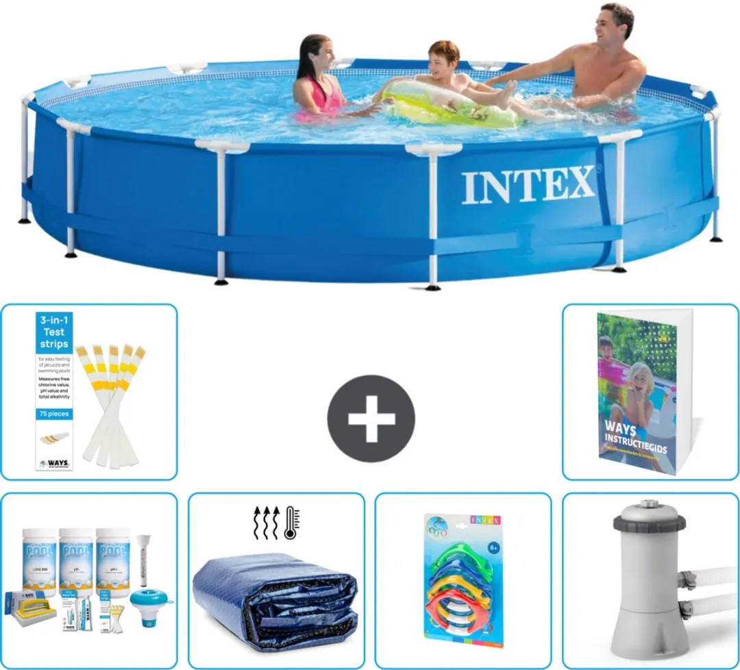 Intex 28210NP-Blauw Rond Frame Zwembad 366x76cm