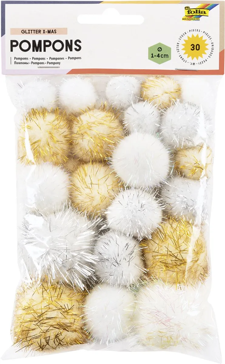 Folia Kerstglitterpompons