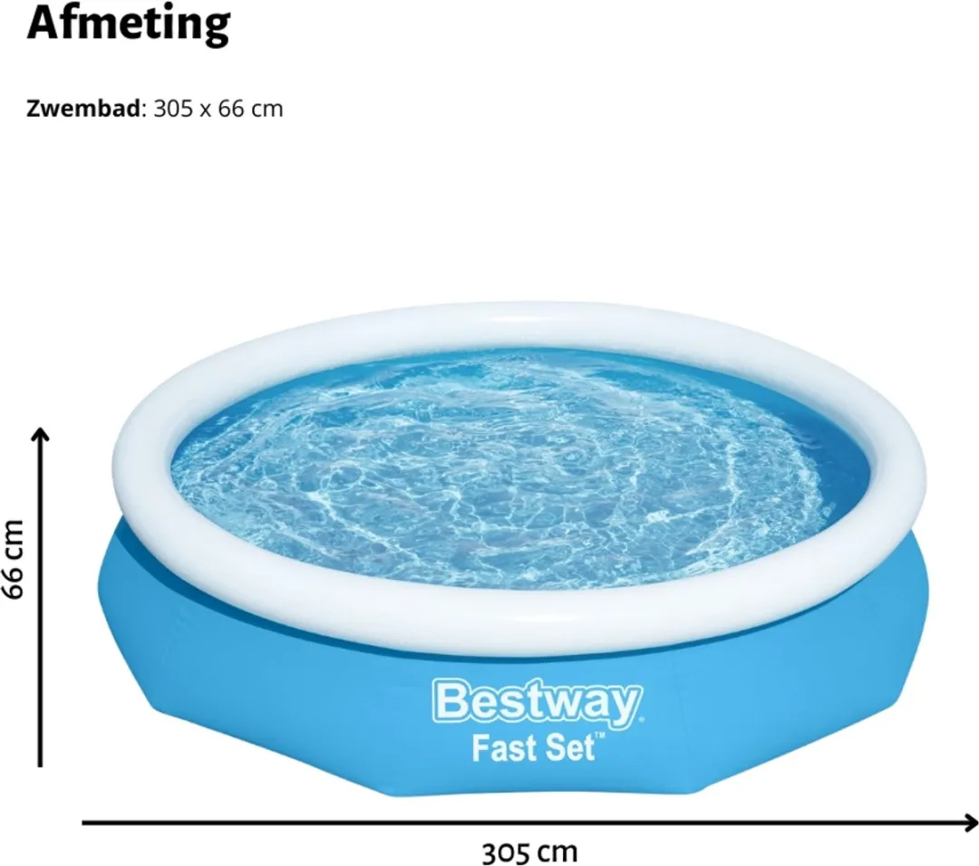 Bestway Fast Set Rond Zwembad 305x66cm - 3200L - Blauw - afbeelding 6 van 6