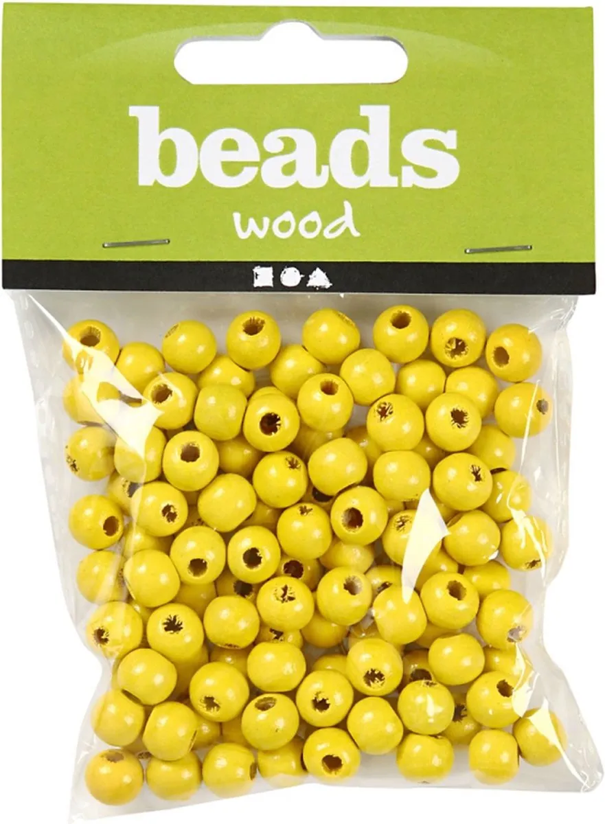 Creativ Company Houten Kralen 8mm - Geel - 100 Stuks