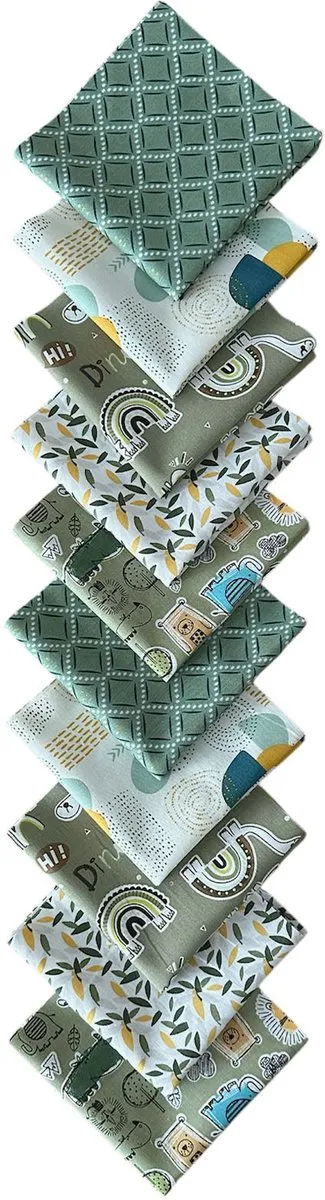 BINK Bedding Quilt Patchwork Lapjes - 10 Stuks 25x25cm - Groen