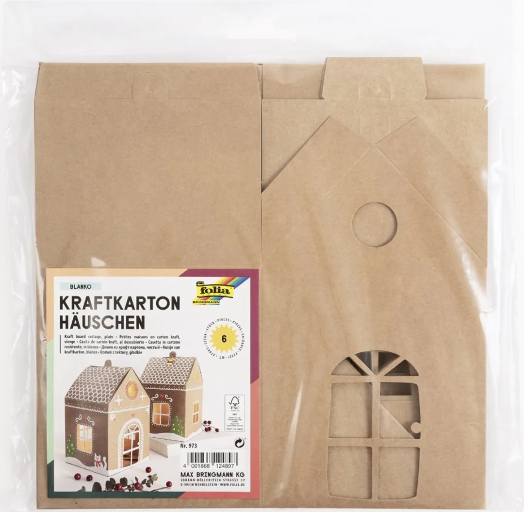Folia Kraftkartonnen Huisje 110x110x190mm