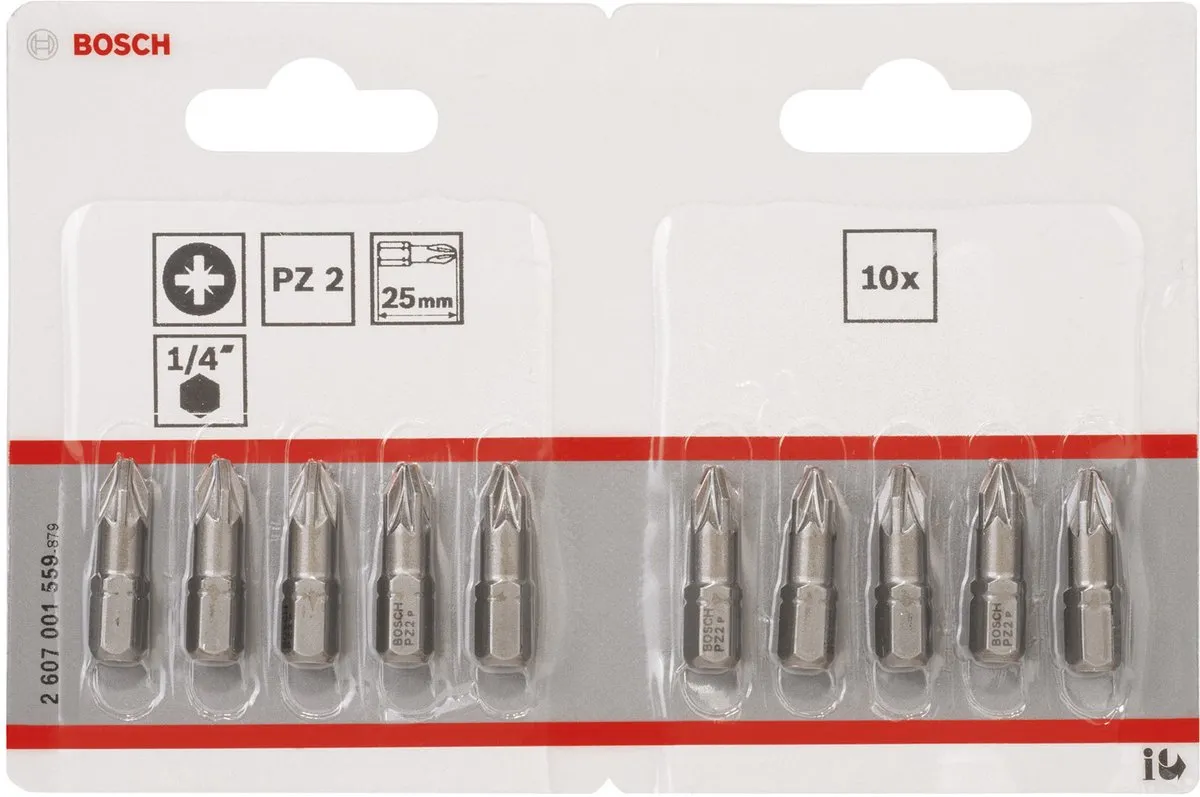 Bosch Bit PZ 2 Extra-hard 25mm - 10 Stuks