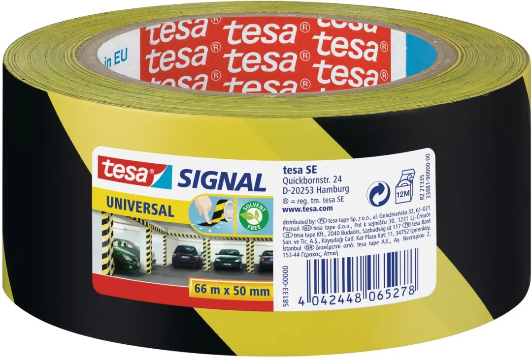 Tesa Signal Universal Waarschuwingslint Geel/Zwart - 2 Stuks