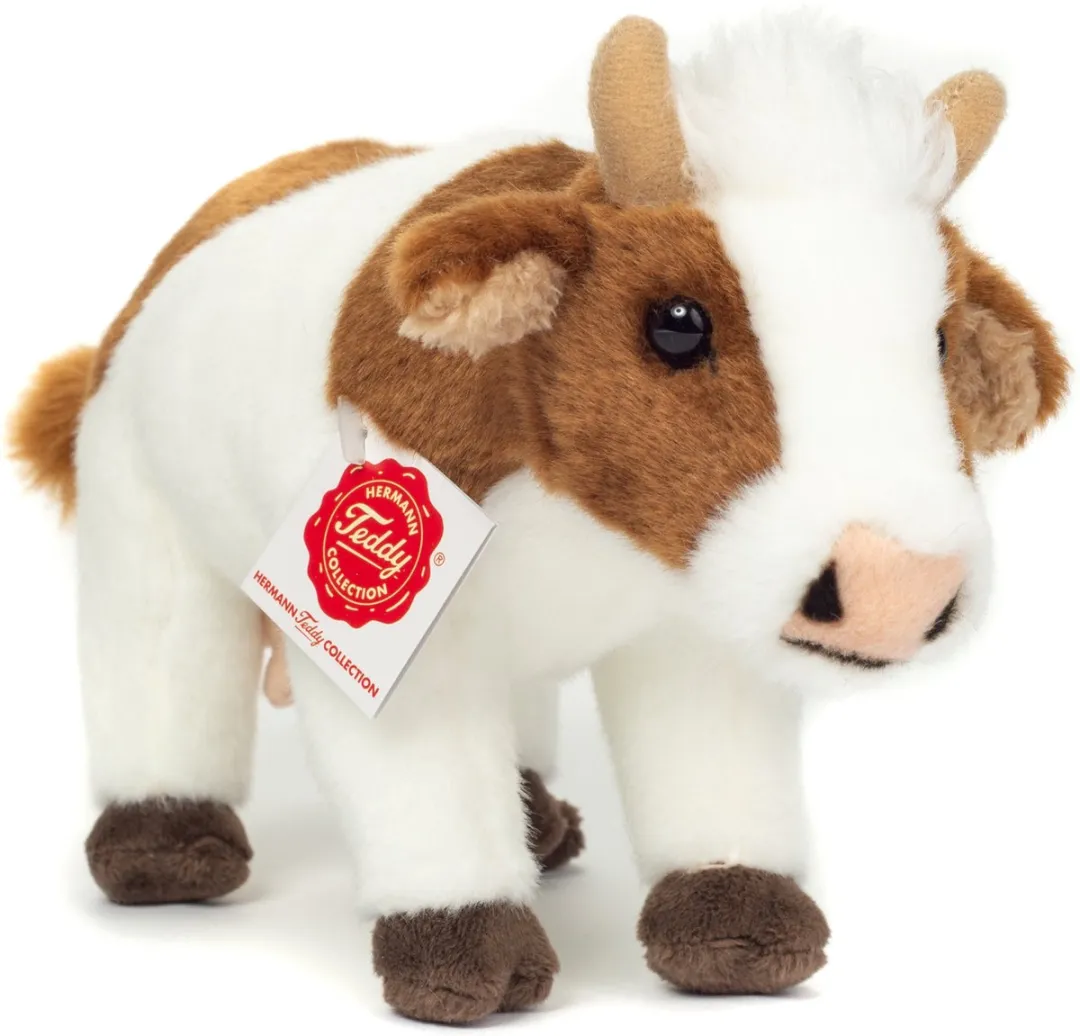 Teddy Hermann Knuffeldier Koe Bruin/Wit 23cm