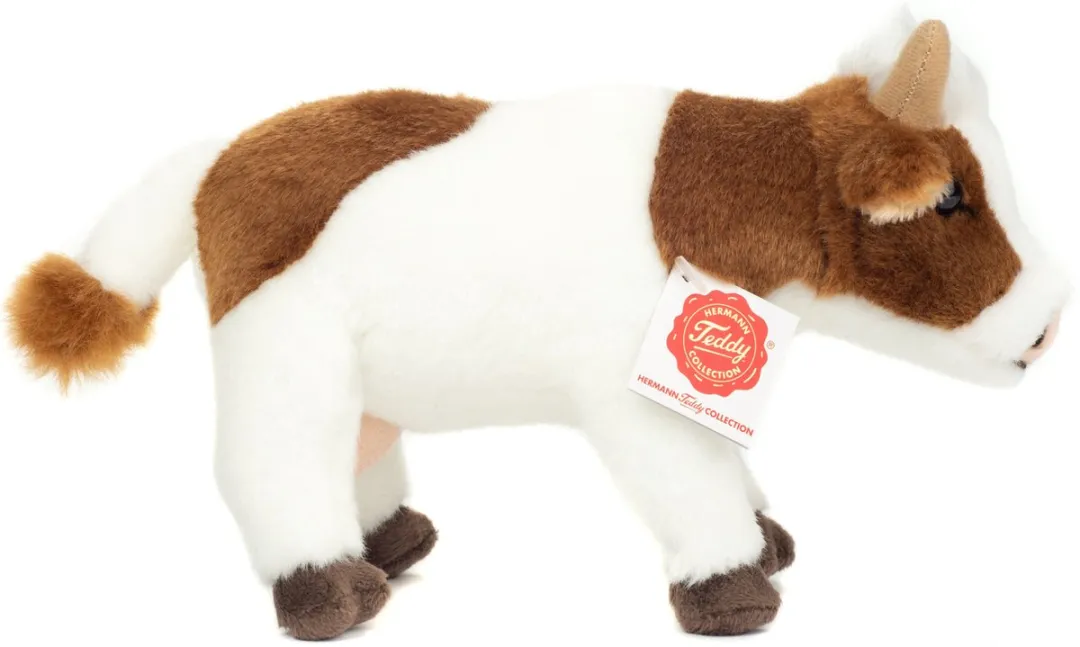 Teddy Hermann Knuffeldier Koe Bruin/Wit 23cm