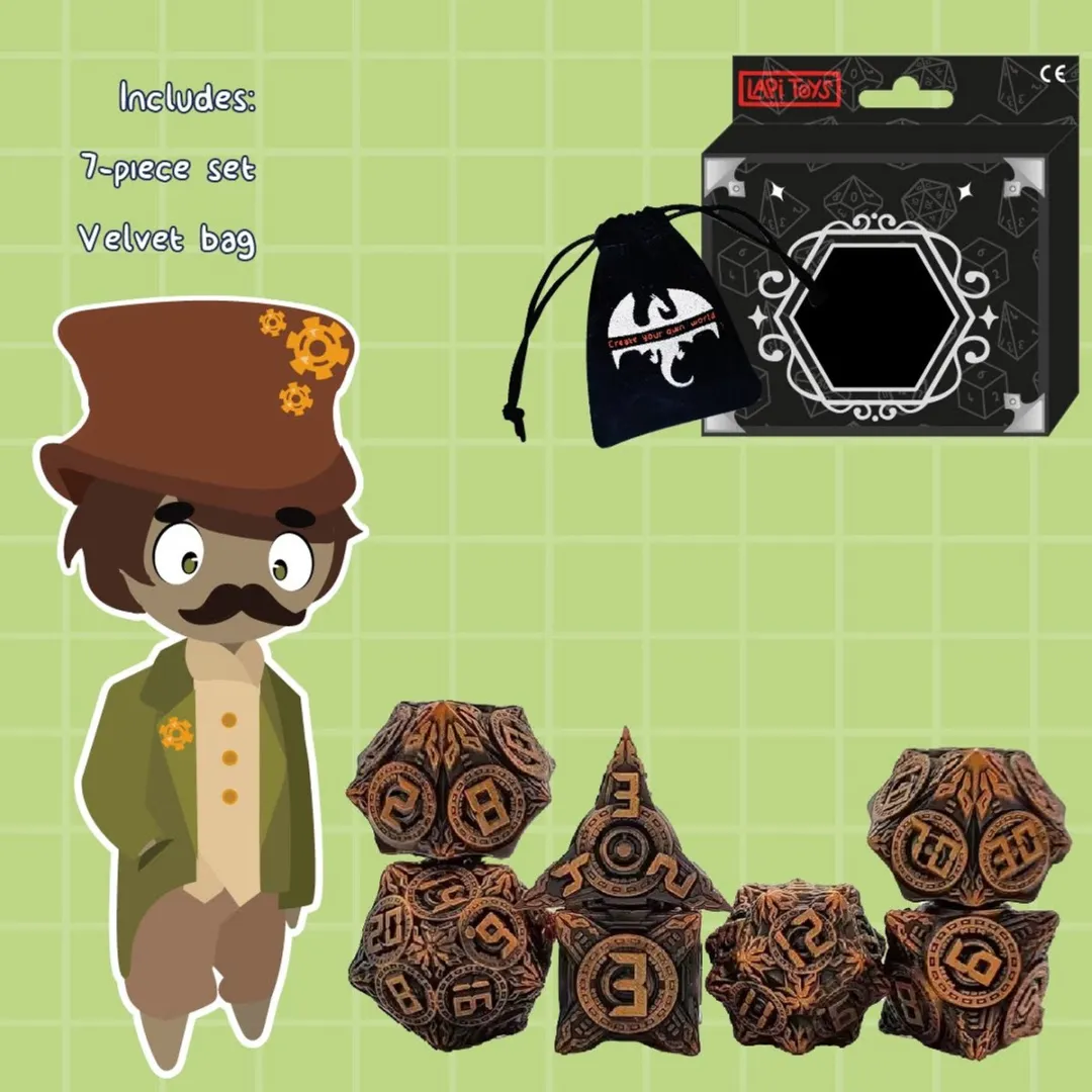 Lapi Toys Hollow Dice Polydice - 7-delig Goud