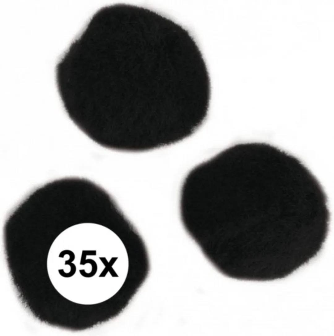 Rayher Knutsel Pompons 25mm - 35 Stuks - Zwart