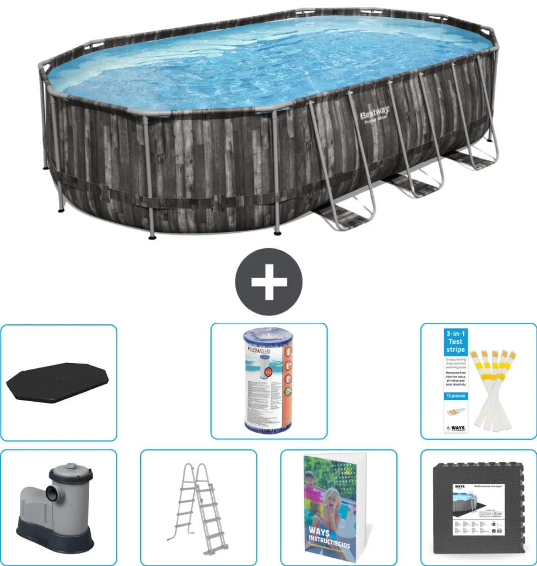 Bestway Ovaal Power Steel Zwembad 610x366x122cm