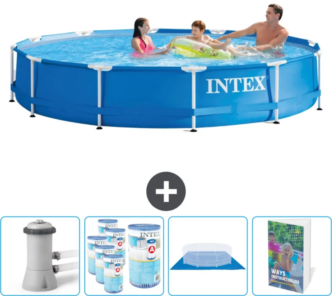 Intex 28212GN-Blauw Rond Frame Zwembad 366x76cm