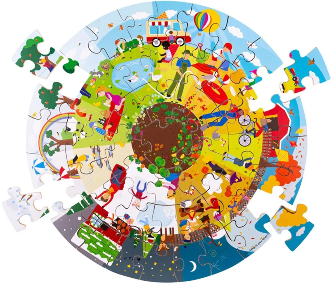 BIGJIGS Vier Seizoenen Ronde Vloerpuzzel 1000 Stuks - Multicolor