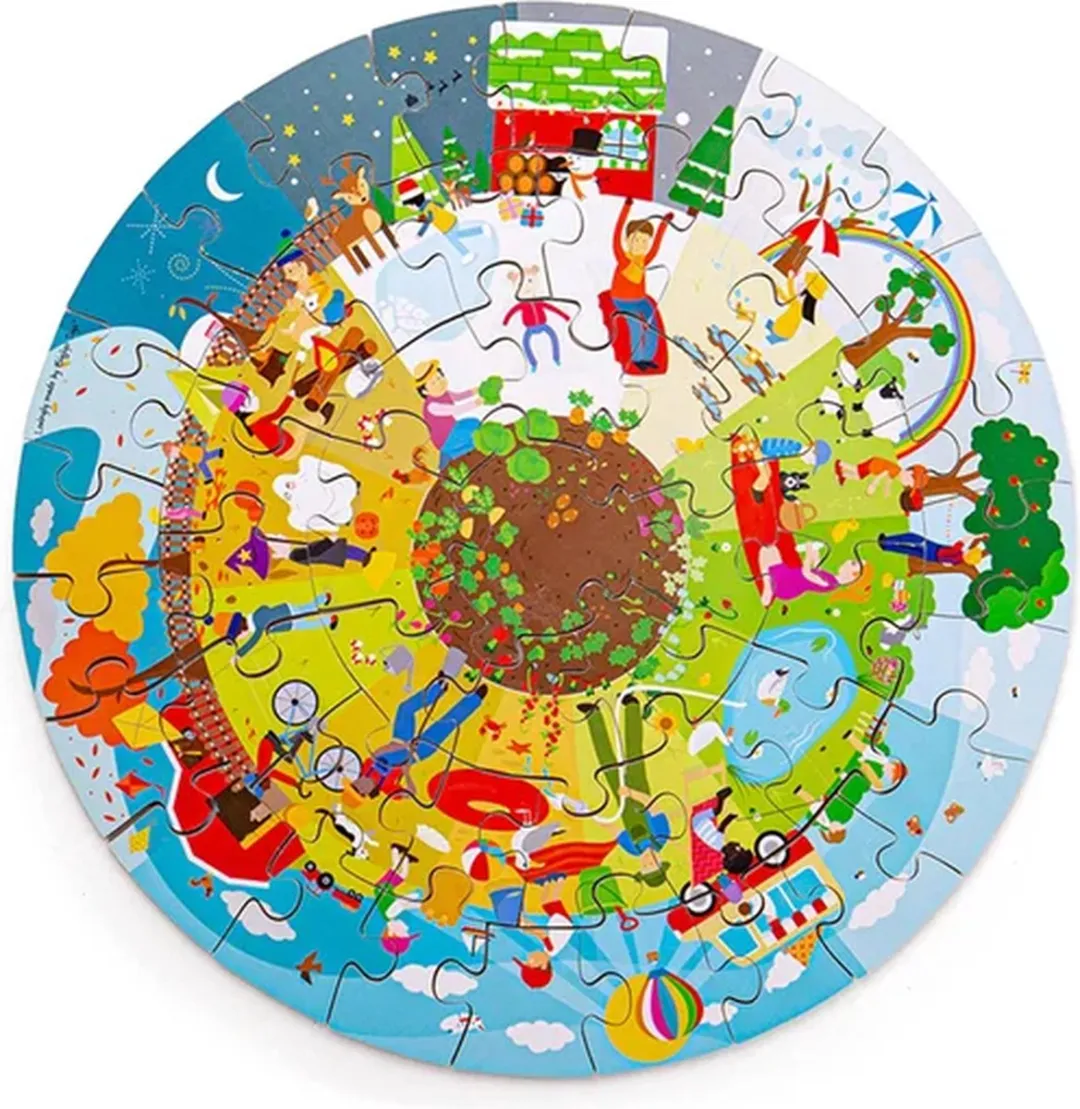 BIGJIGS Vier Seizoenen Ronde Vloerpuzzel 1000 Stuks - Multicolor