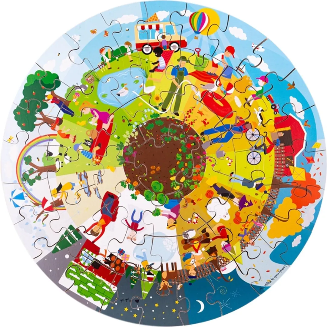 BIGJIGS Vier Seizoenen Ronde Vloerpuzzel 1000 Stuks - Multicolor