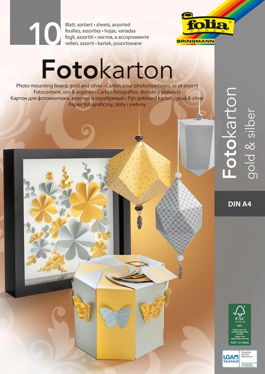 Folia Fotokarton A4 - 2 Kleuren (Goud/Zilver)