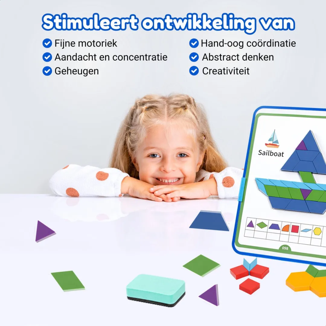 Fits4Kids Magnetische Tangram Puzzel F4K-1007 - 252 Stuks - Educatief Speelgoed
