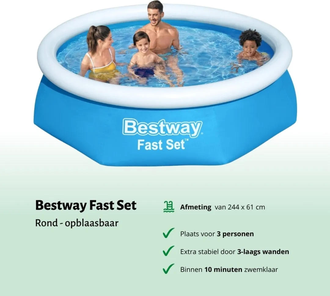 Bestway Fast Set Rond Zwembad 244x61cm - Blauw