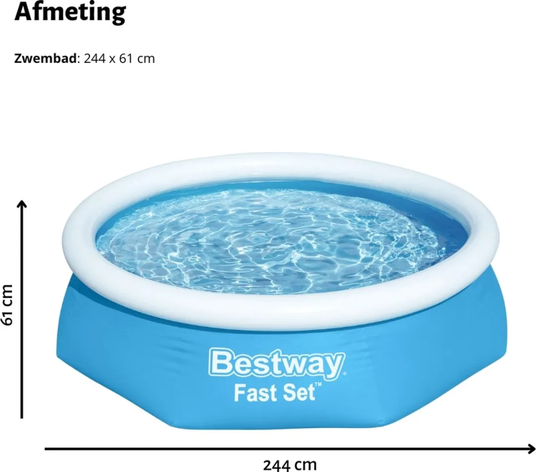 Bestway Fast Set Rond Zwembad 244x61cm - Blauw - afbeelding 6 van 6
