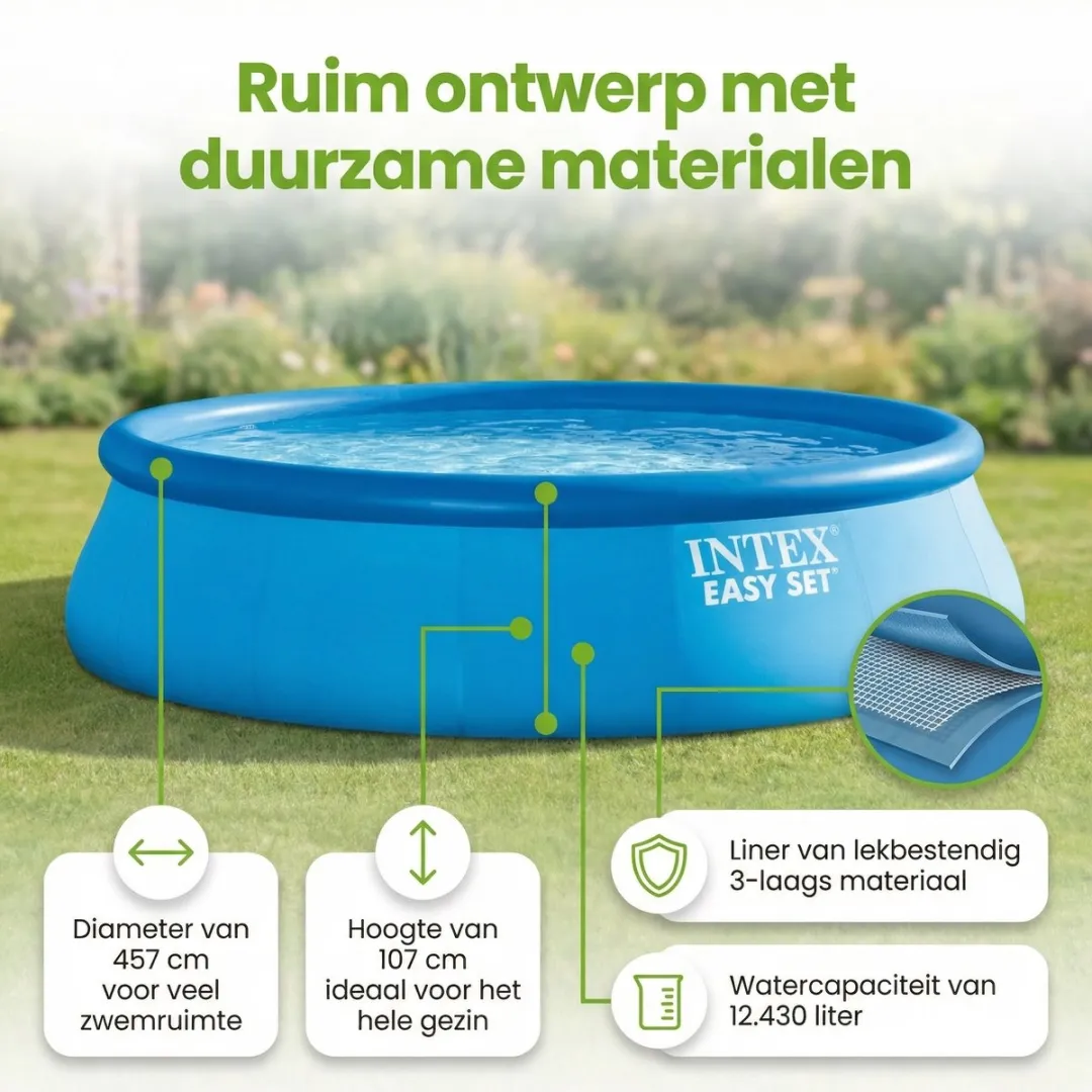 Intex Easy Set Zwembad 457x107cm - 9-delig - Blauw