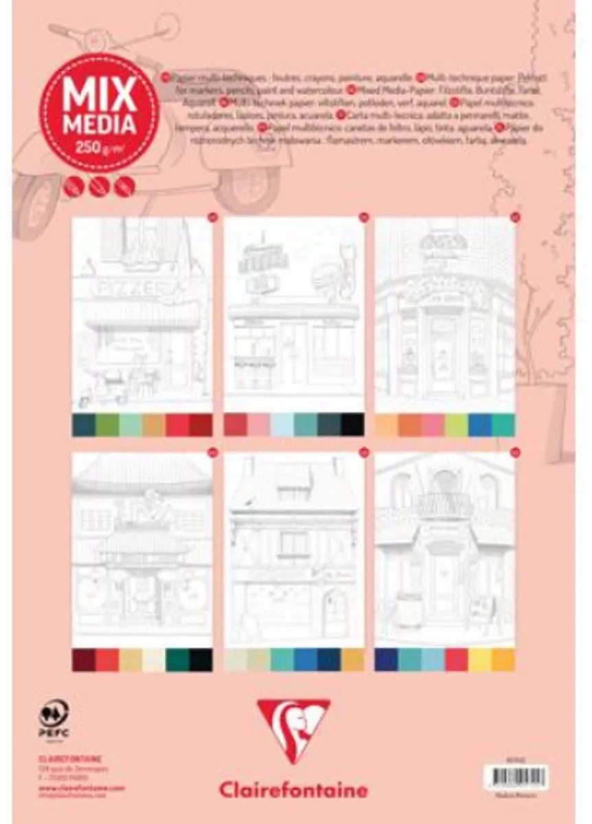 Clairefontaine Odelia Kleurboek Volwassenen - Thema Winkelpuien - Rood