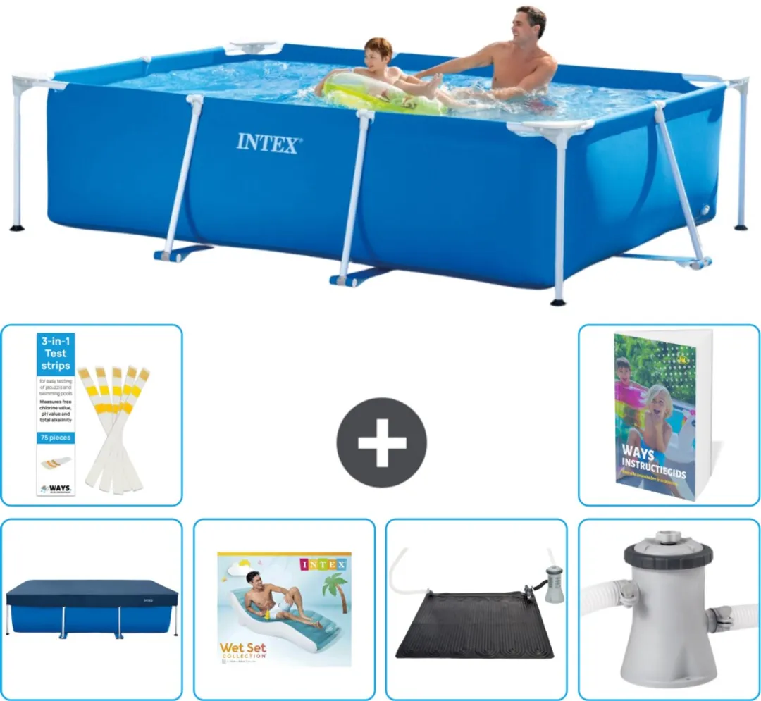 Intex Rechthoekig Frame Zwembad 260x160cm Blauw - 7-delig - afbeelding 2 van 6