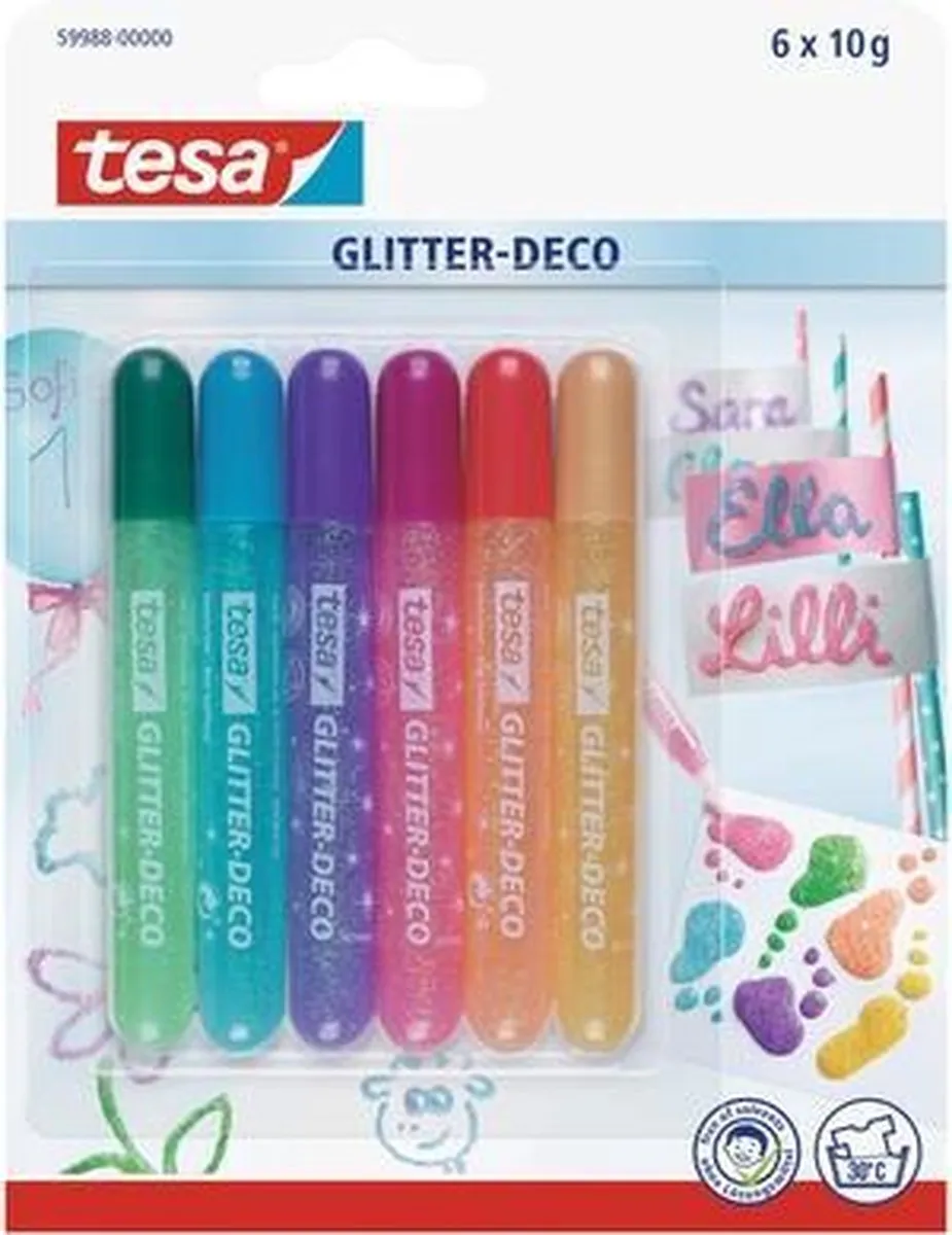Tesa Glitter Deco Stift - 6 Stuks