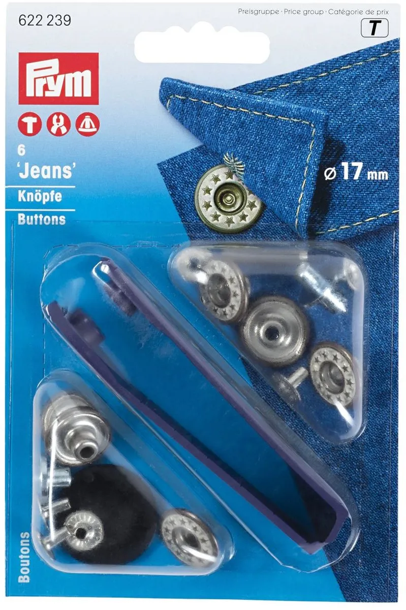 Prym Jeansknopen 15mm - 6 Stuks Zilver