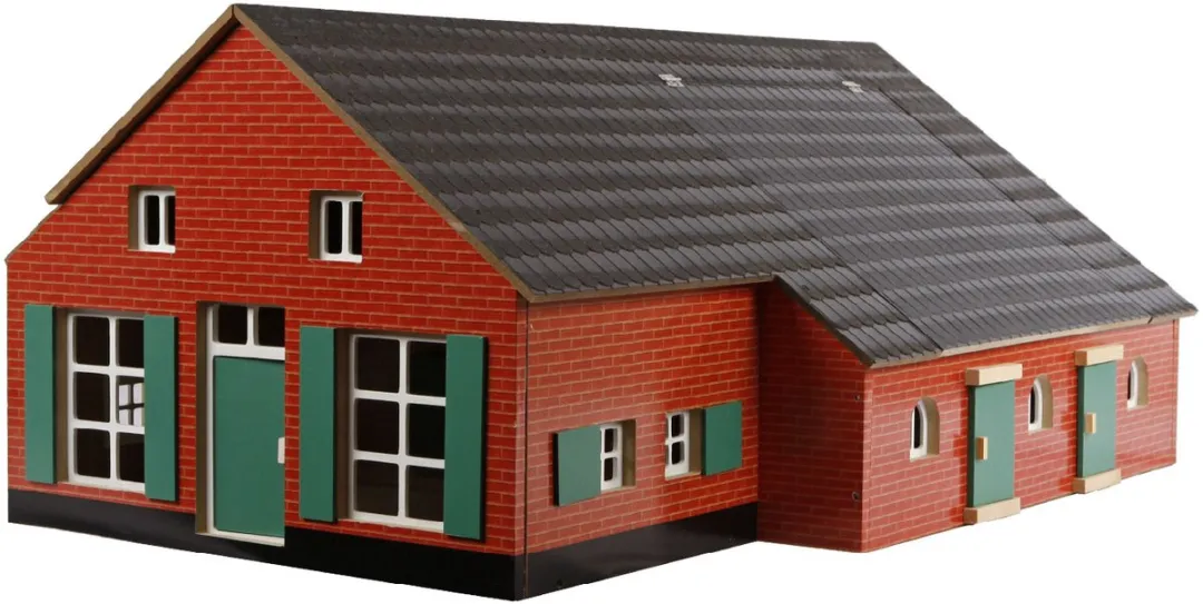 Kids Globe Boerderij Woonhuis met Stal 1:32 - Meerkleurig