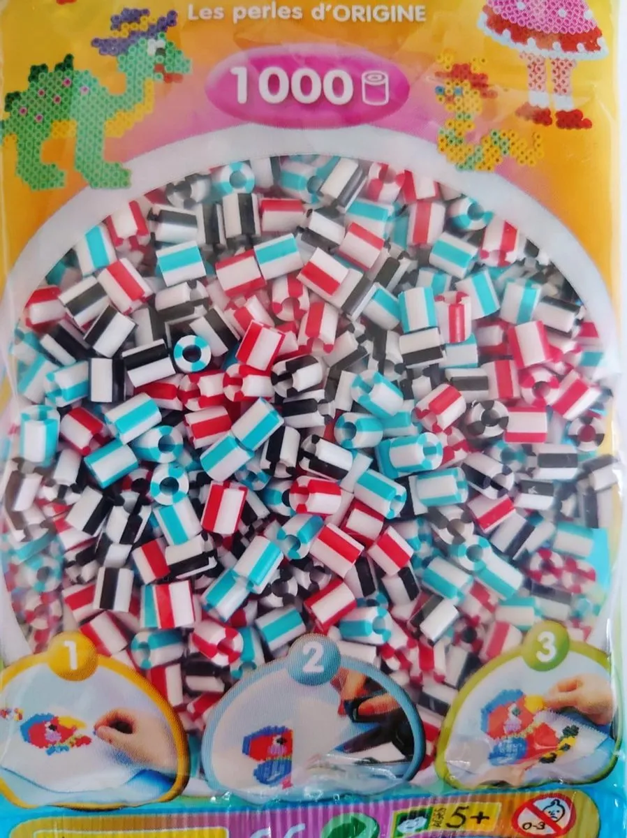 Hama Midi Strijkparels 1.000 Stuks - Rood/Wit/Zwart/Blauw/Wit