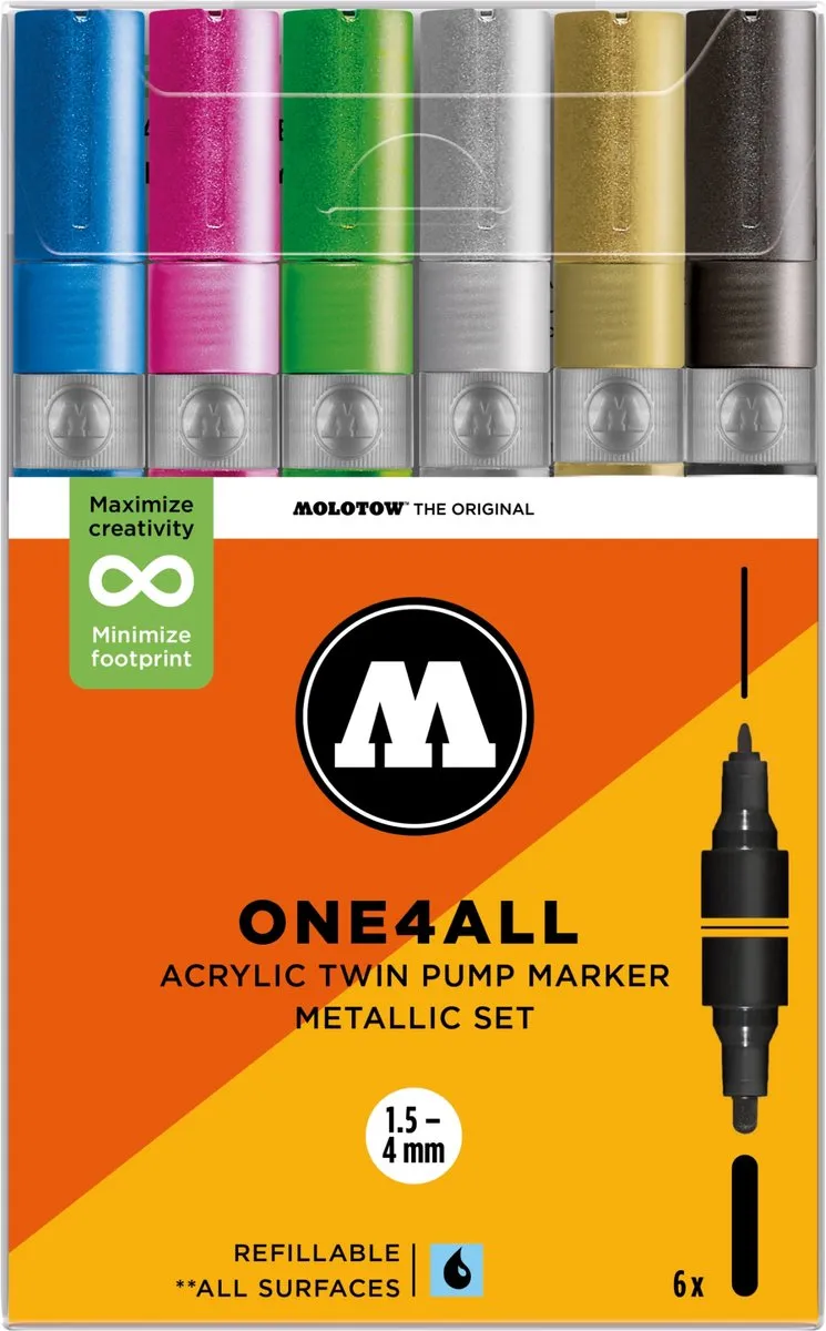 Molotow One4All Twin Metallic Acrylstiften Set