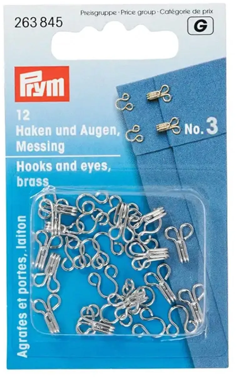 Prym Haken en Ogen Messing 12 Stuks