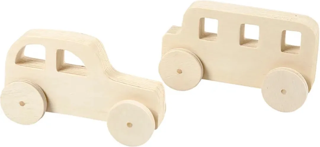Creativ Company Creotime Auto's Hout 12x6cm - 2 Stuks