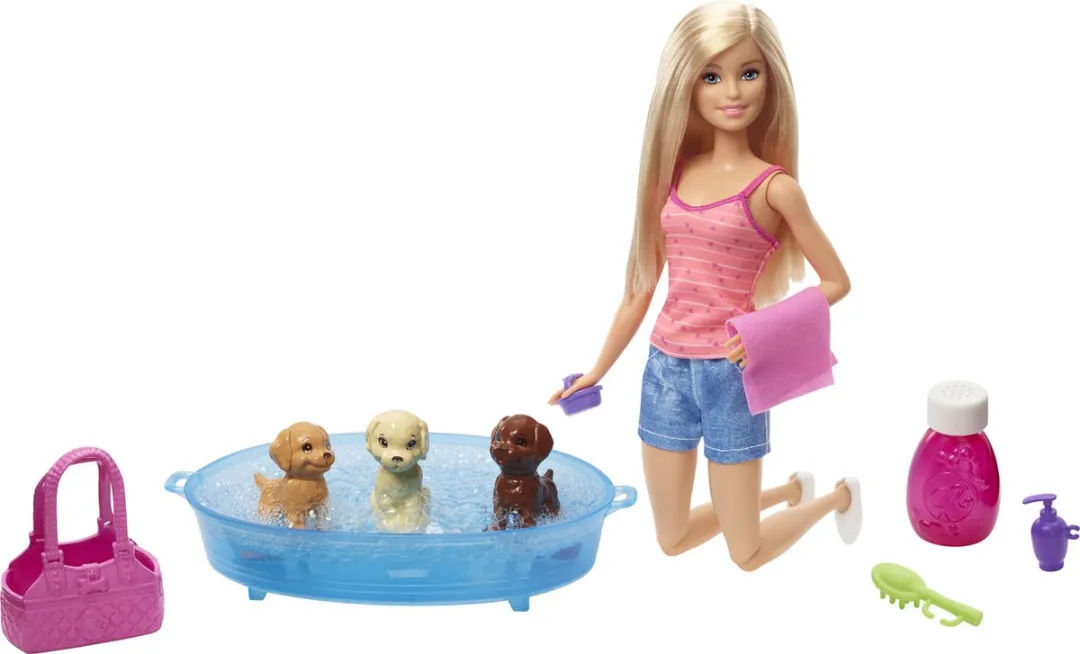 Barbie Puppy Badtijd GDJ37 Modepop - Meerkleurig - afbeelding 5 van 6