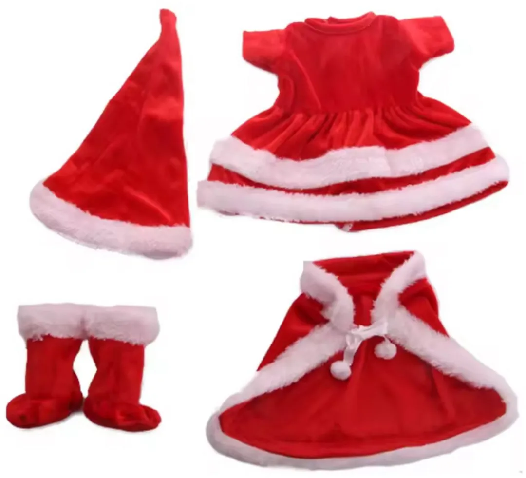 Happy U Kids Kerst Outfit Babypop - Rood Jurkje met Mantel & Muts