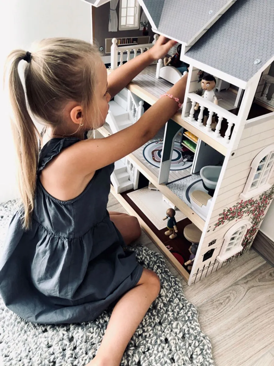 Small Foot Houten Poppenhuis Familie Buigbaar - 6 Poppen & 6 Meubels - Multi