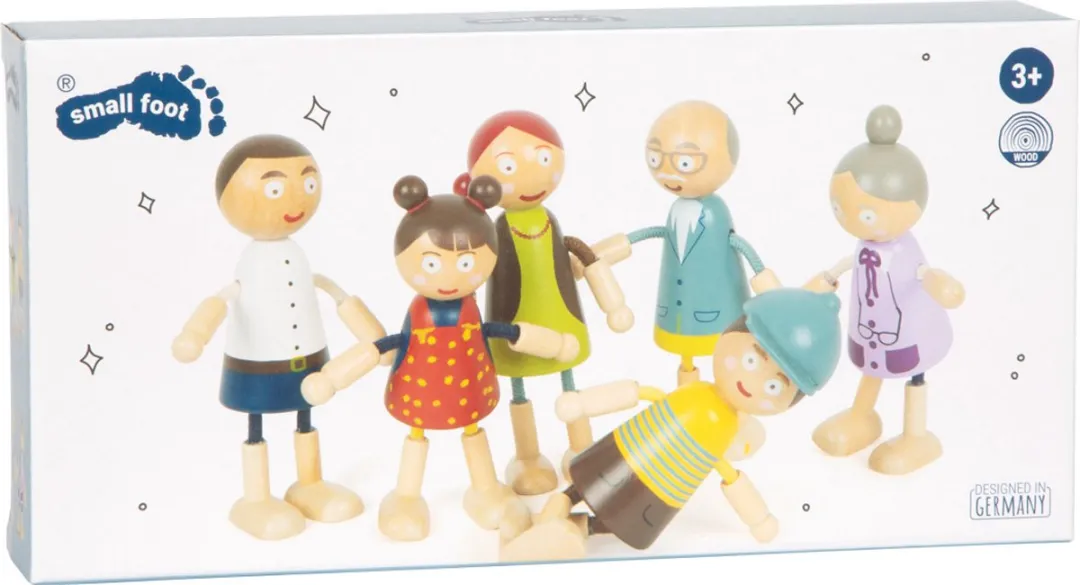 Small Foot Houten Poppenhuis Familie Buigbaar - 6 Poppen & 6 Meubels - Multi