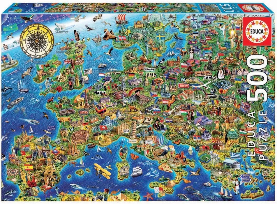 Educa Grappige Landkaart van Europa Legpuzzel 500 Stuks