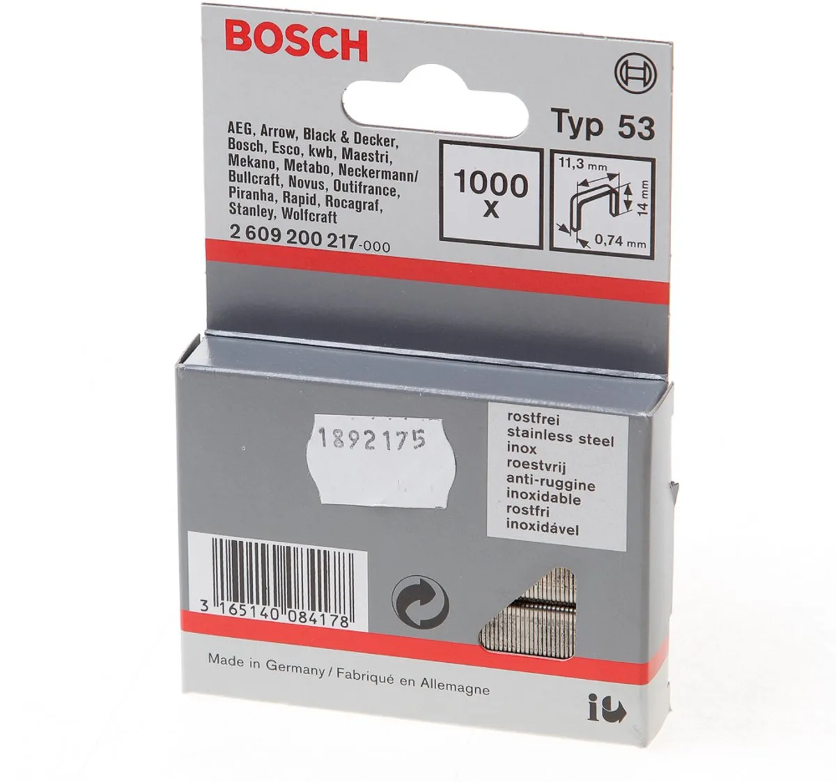 Bosch Draadstiften 11,4x0,74x14mm - 1000 Stuks