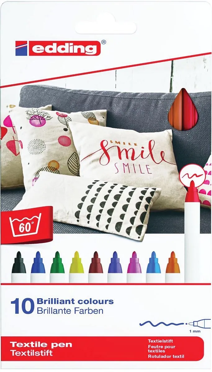 edding 4600 Textielstiften - 10 Stuks - Multicolor - afbeelding 6 van 6