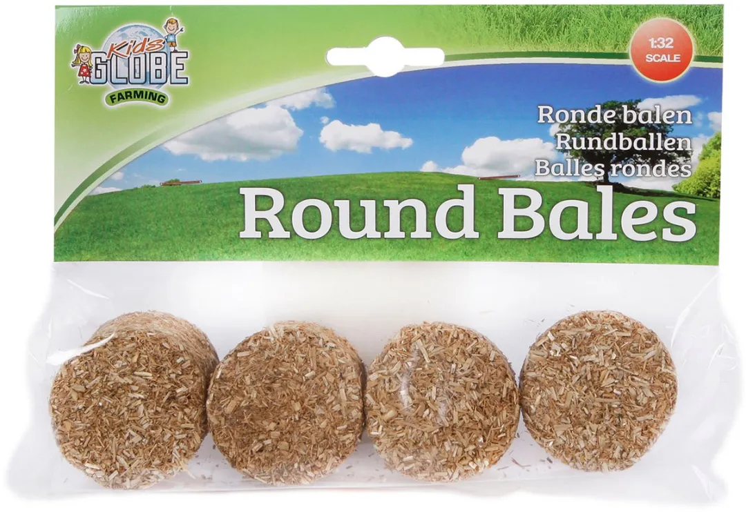 Kids Globe Ronde Balen 1:32 Naturel - 4 Stuks