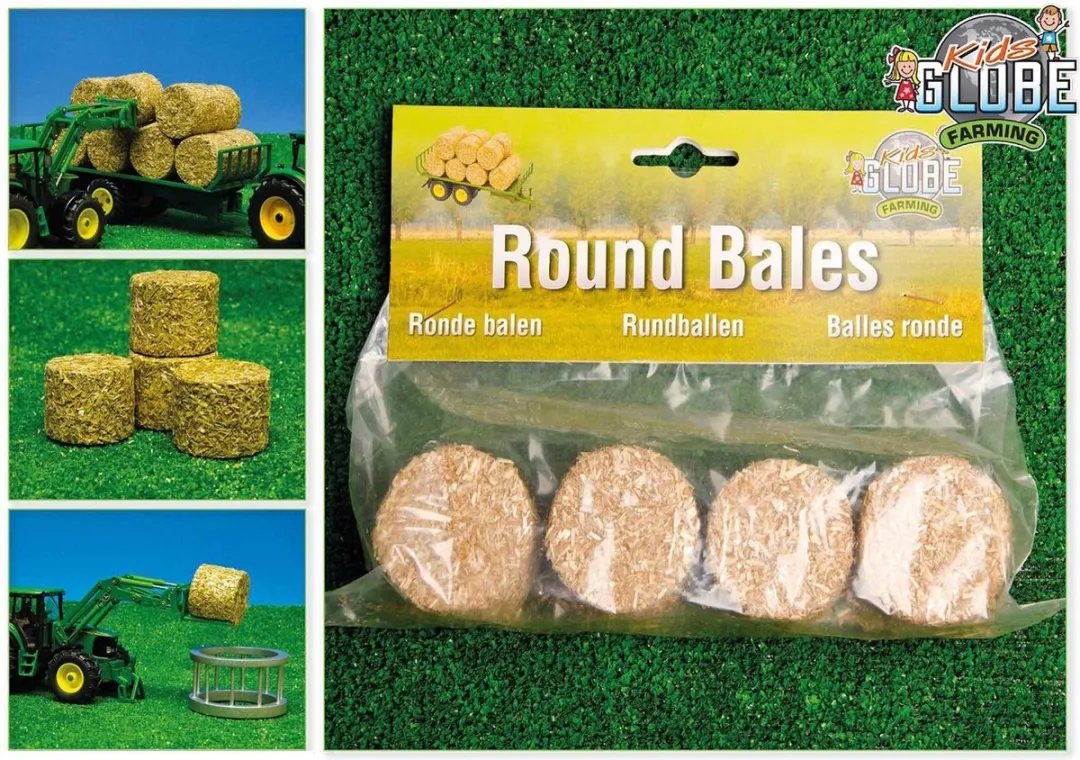 Kids Globe Ronde Balen 1:32 Naturel - 4 Stuks