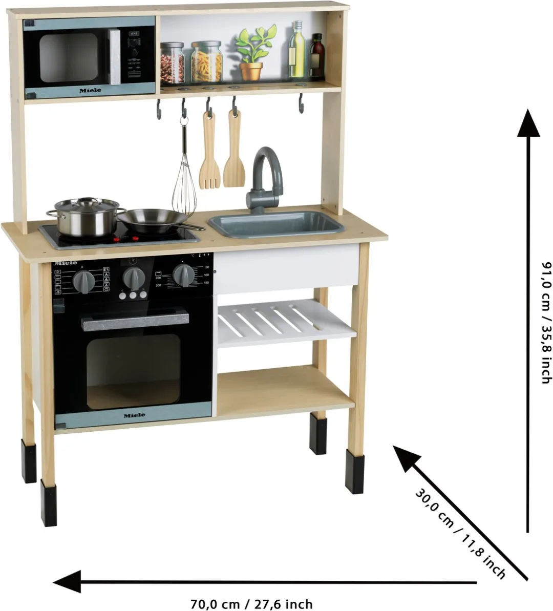 Theo Klein Miele Houten Speelgoedkeuken 70x30x91cm - Licht/Geluid - Hout/Zwart