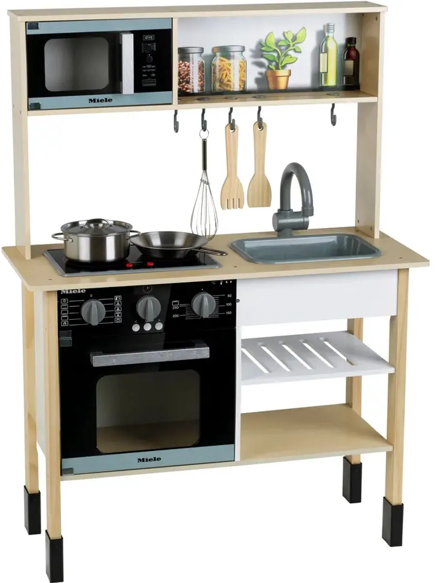 Theo Klein Miele Houten Speelgoedkeuken 70x30x91cm - Licht/Geluid - Hout/Zwart - afbeelding 6 van 6