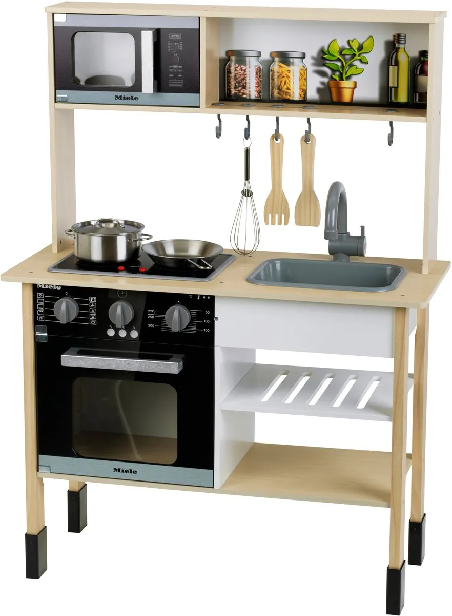 Theo Klein Miele Houten Speelgoedkeuken 70x30x91cm - Licht/Geluid - Hout/Zwart