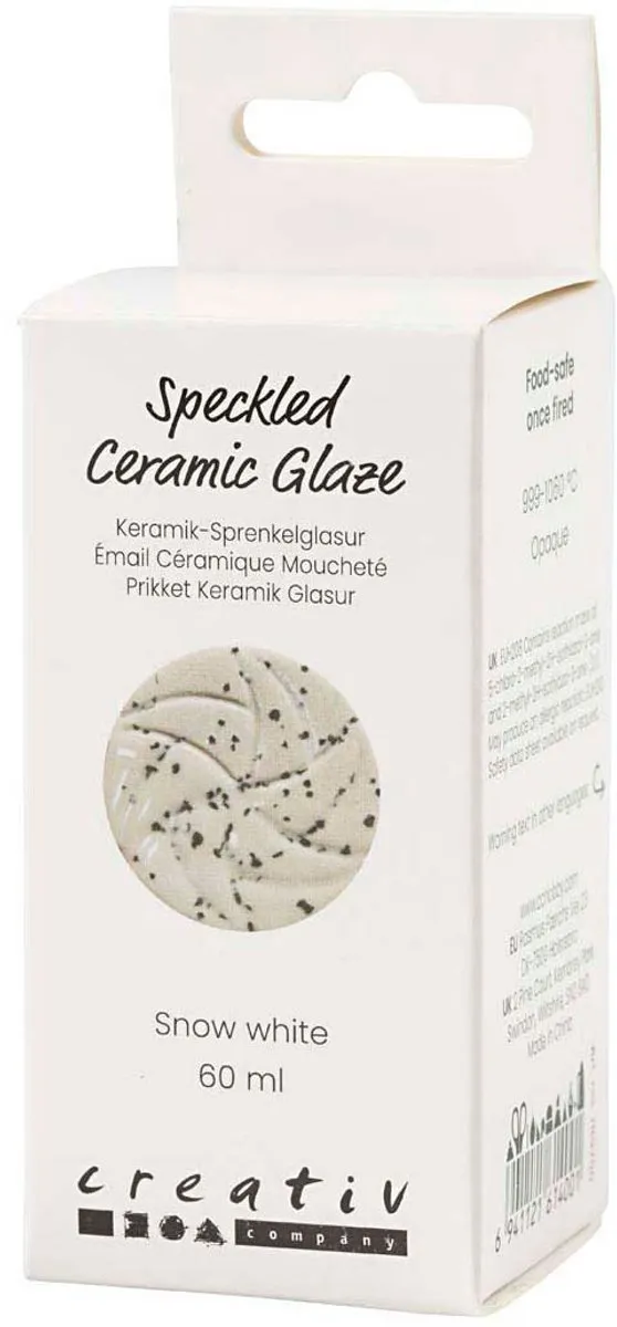 Creativ Company Keramiek Glazuur 60ml - Sneeuwwit met Spikkels